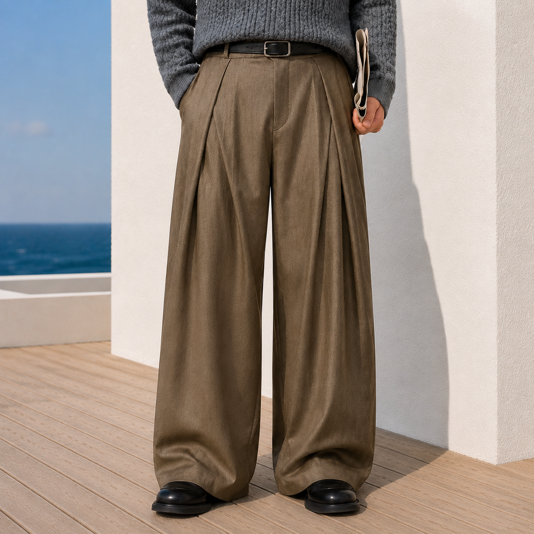 Lachlan Wide Leg Pants - Light Brown