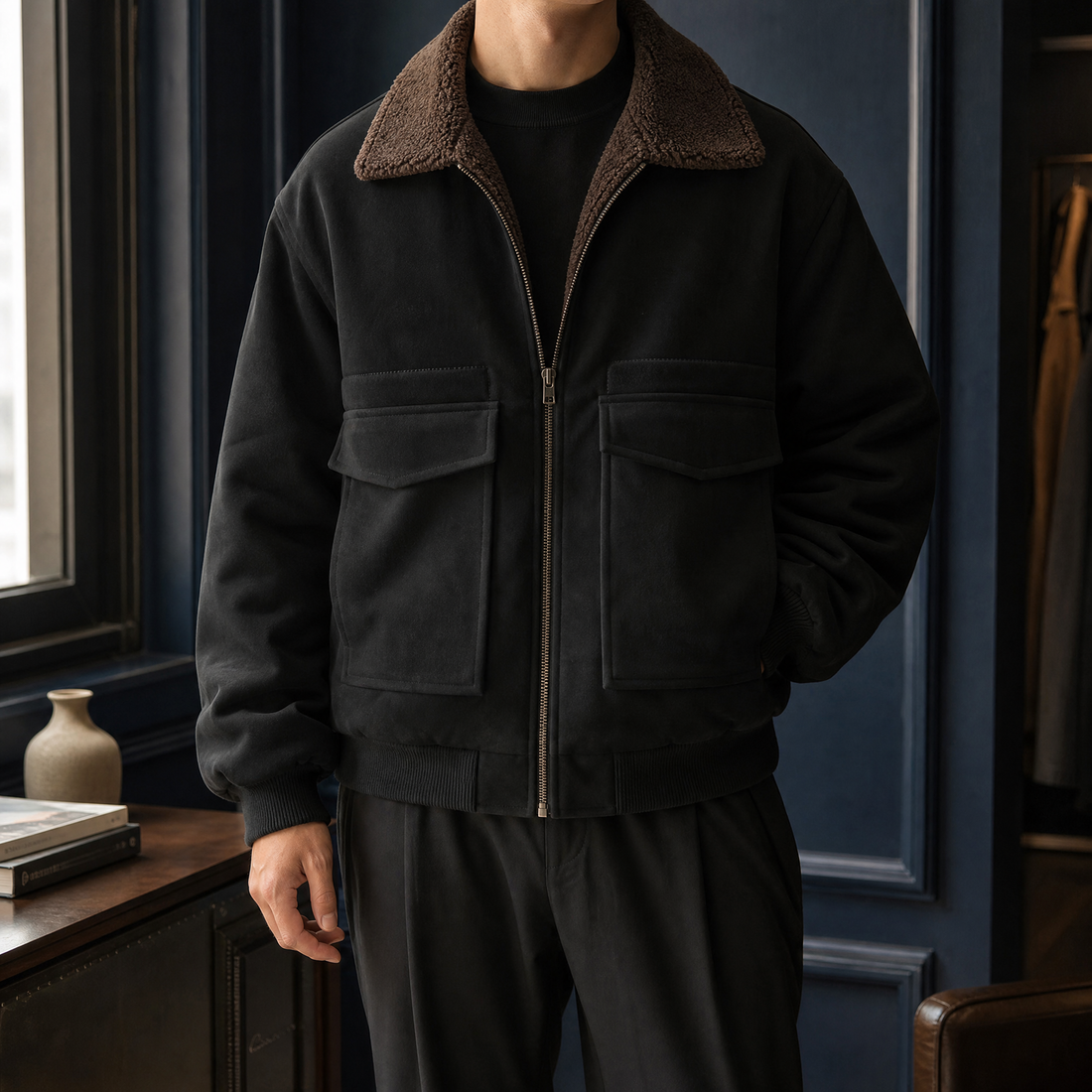 Clovis-Jude Aviator Jacket - Coffee