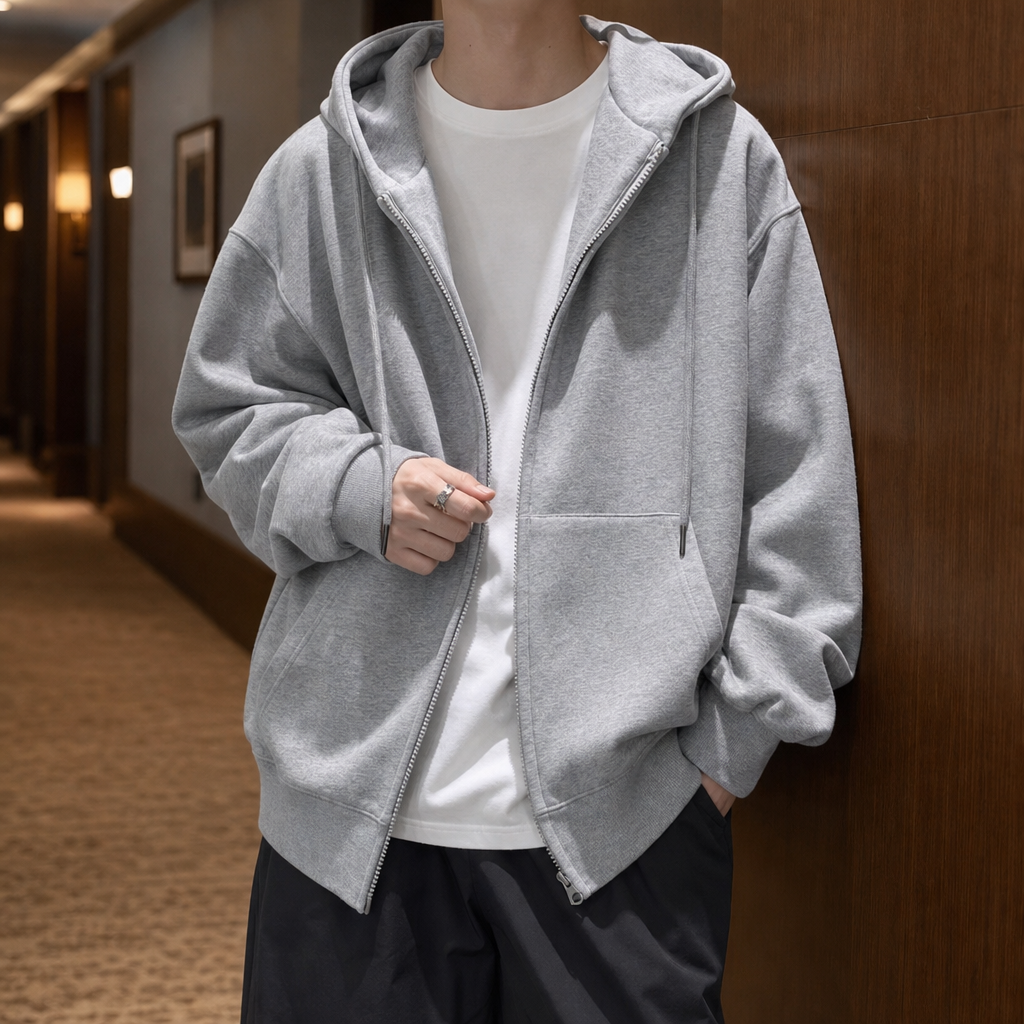 Brannock Oversized Zip Hoodie - Gray