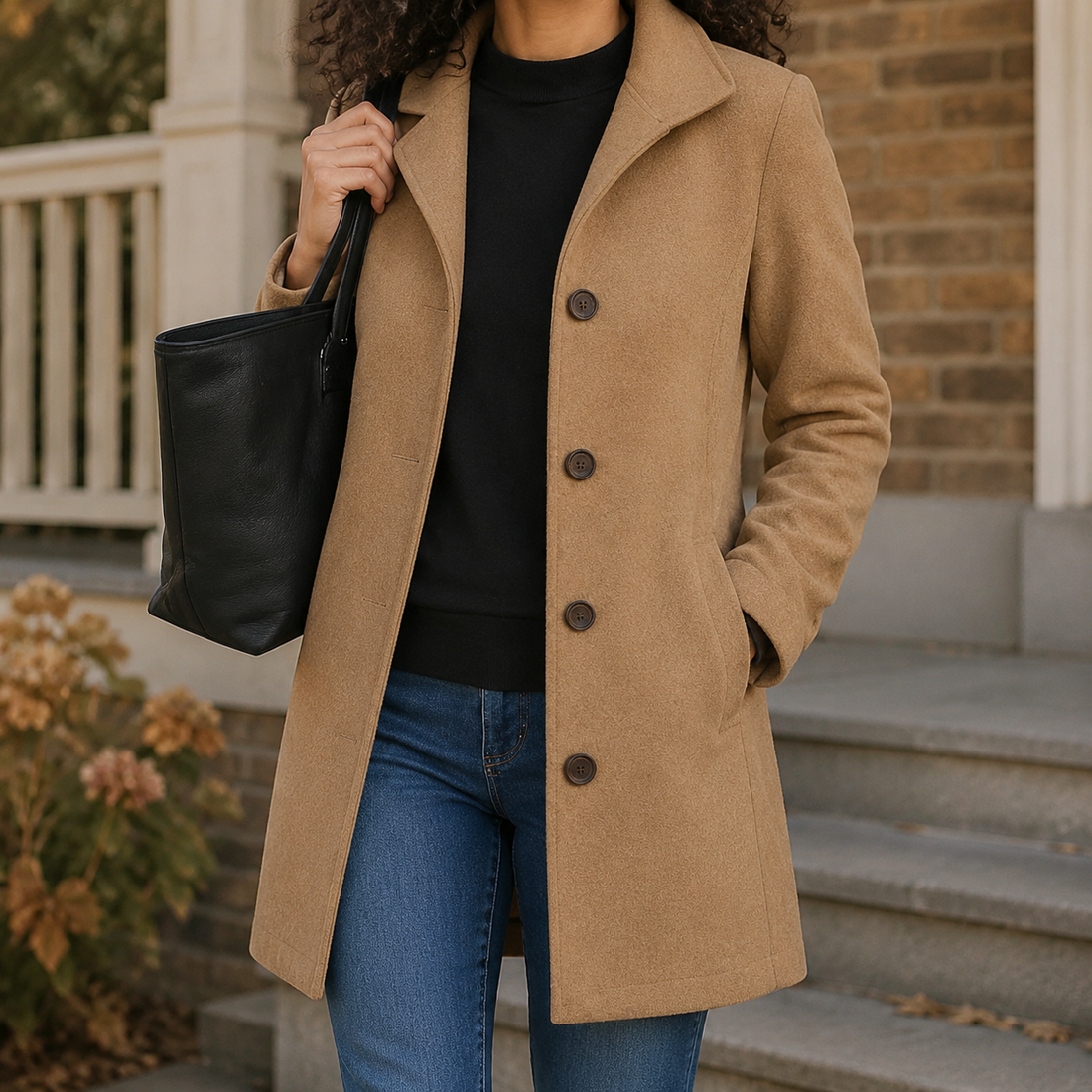 Alba-Sage Straight Cut Coat - Camel