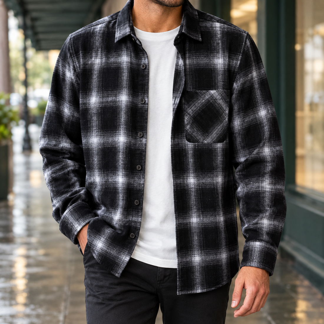 Rocco-York Plaid Overshirt - Black