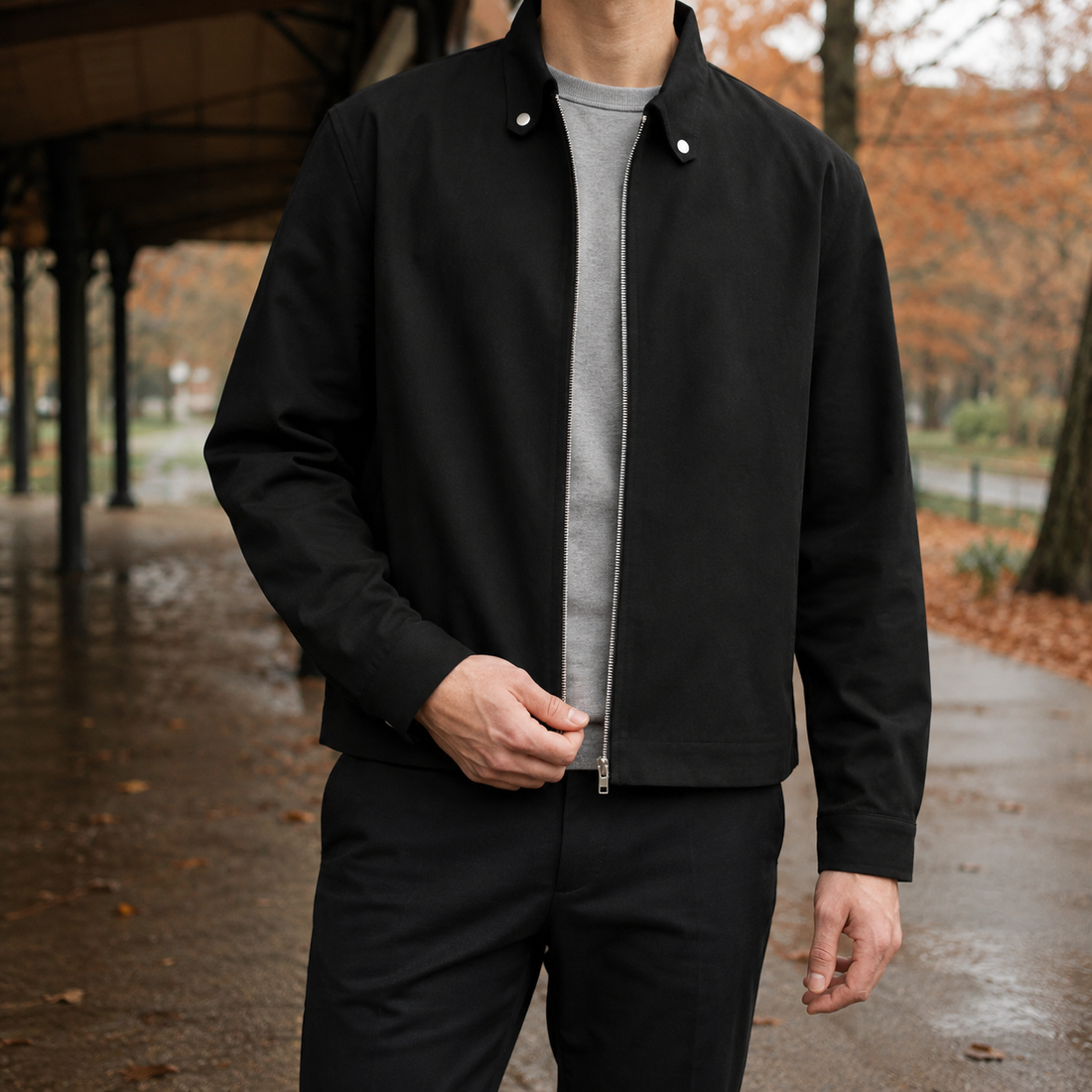 Alec-Lane Zip Jacket - Black