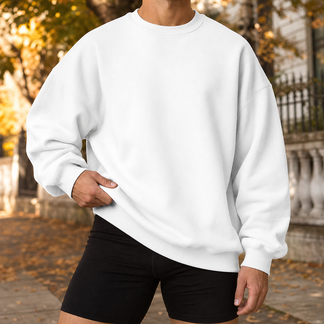 Havelock-Grey Oversized Sweatshirt - Round Neck White