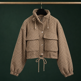 Fenna-Rose Houndstooth Utility Jacket - Light Brown