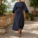 Astrid-Hope Belted Midi Dress - Navy