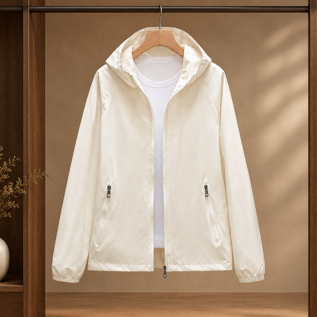 Ariane Hooded Zip Jacket - Off White