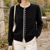 Colette-Kate Lace Trim Cardigan - Black