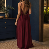 Amabel Backless Maxi Dress - Burgundy