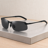 Fulbert Rectangular Sunglasses - Black (Metal Gray Lens)