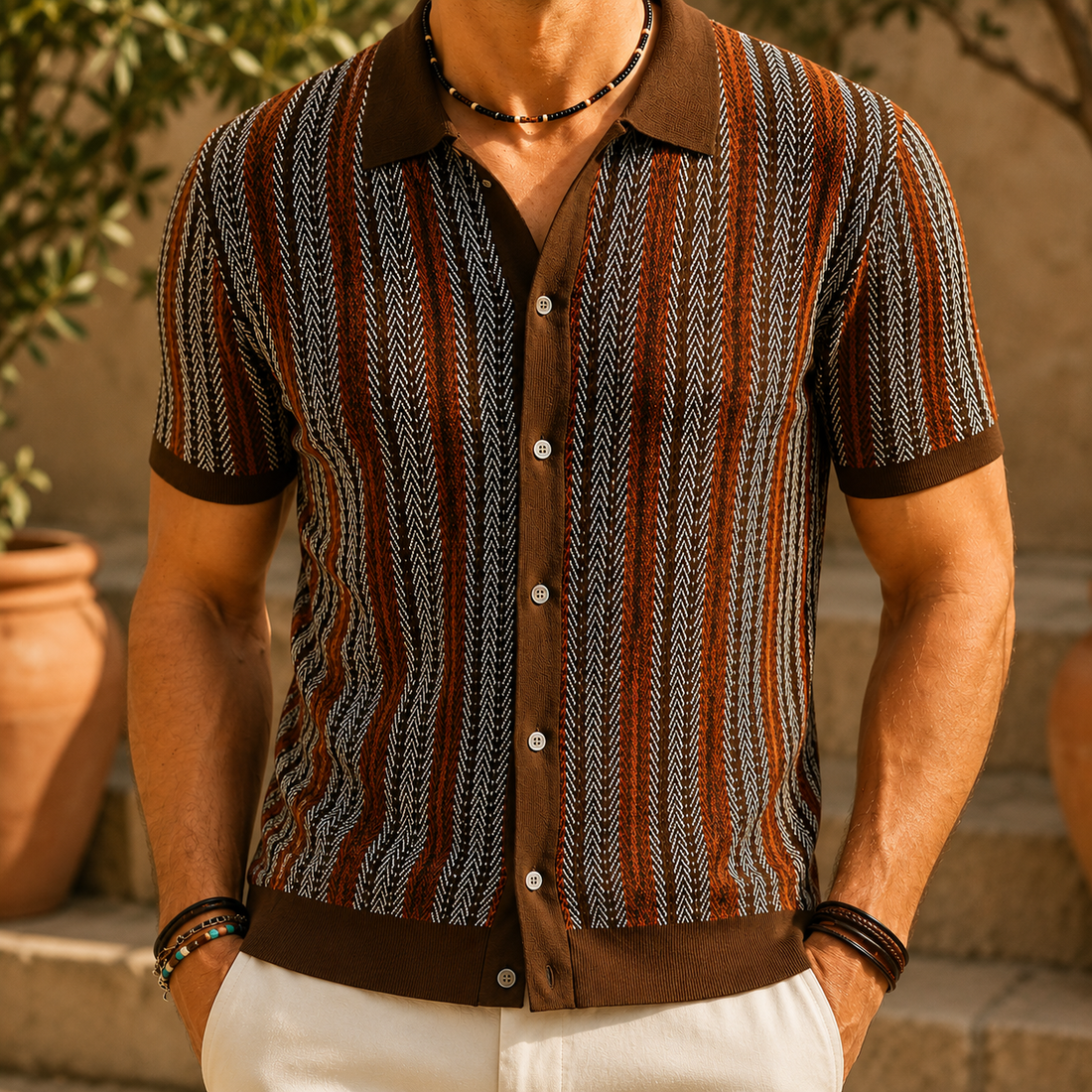 Claude Herringbone Shirt - Red
