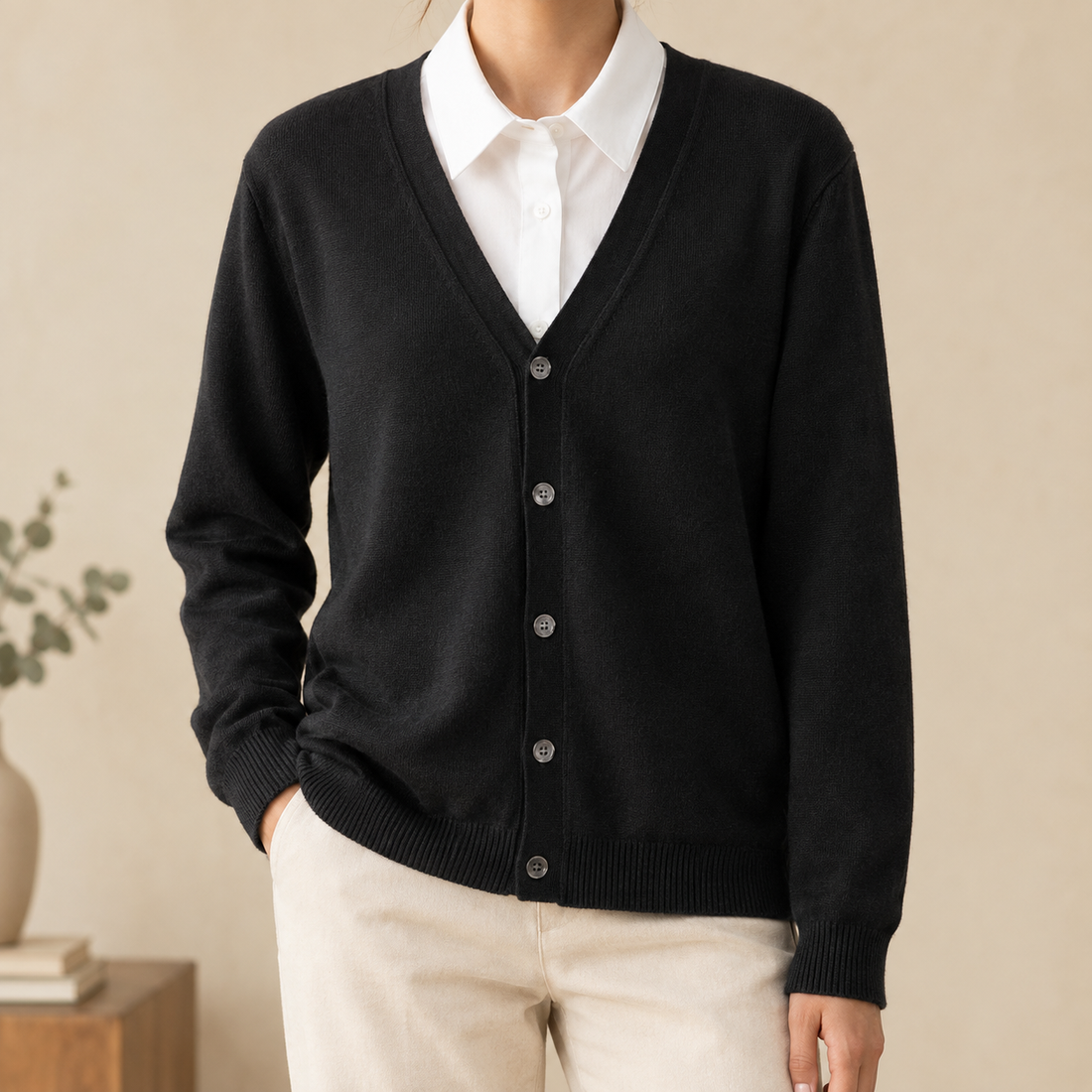 Dorian-Hayes V-Neck Cardigan - Black