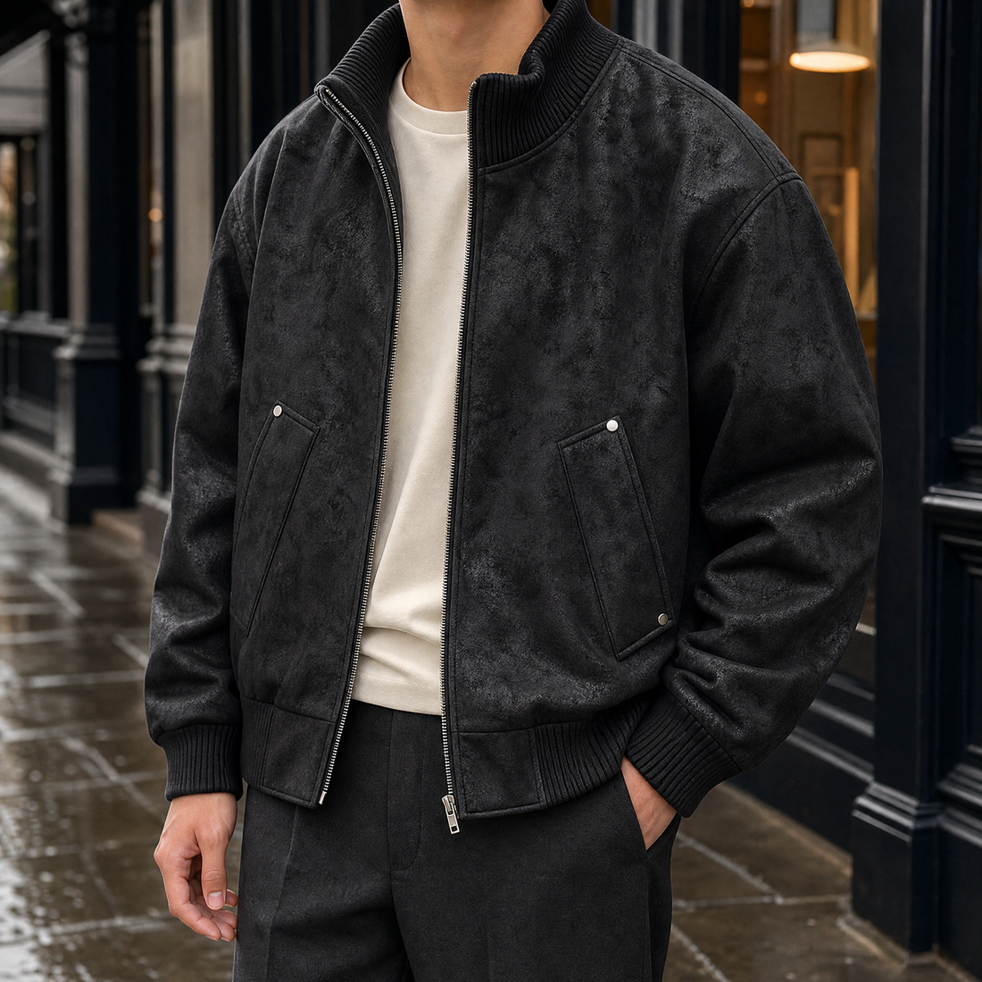 Arend-Cole Bomber Jacket - Black