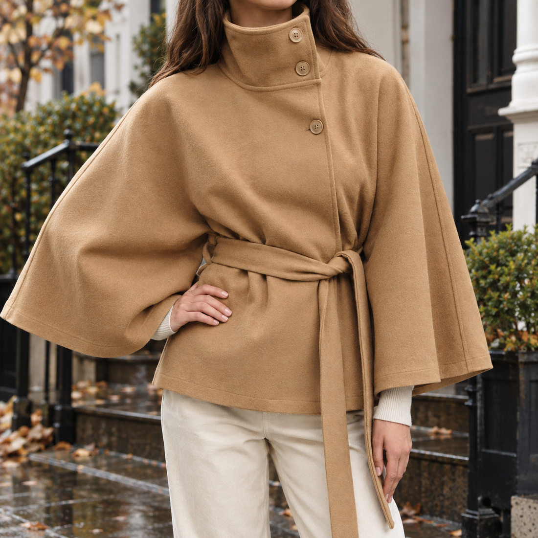 Xenia-Skye Cape Jacket - Khaki