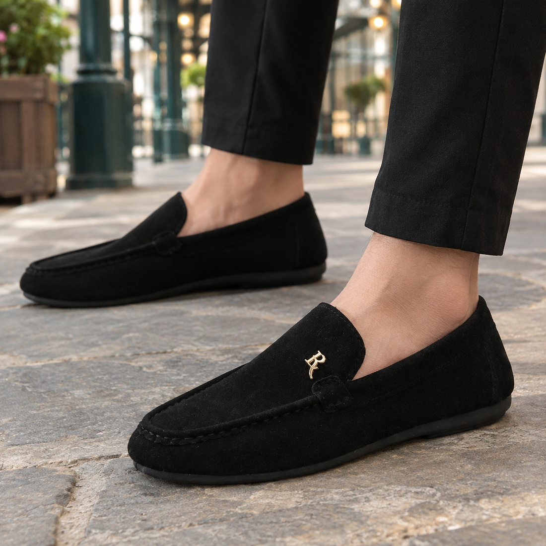 Marchetti Suede Loafers - Black