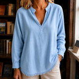 Bernadette-Faye Fringe Blouse - Clear Blue