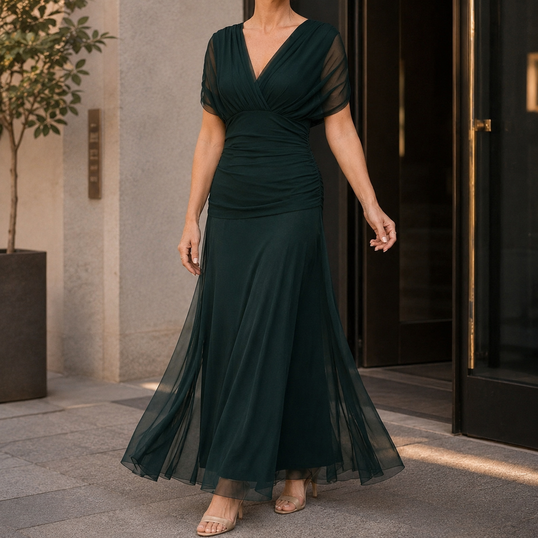 Valeria-Rose Wrap Maxi Dress - Dark Green