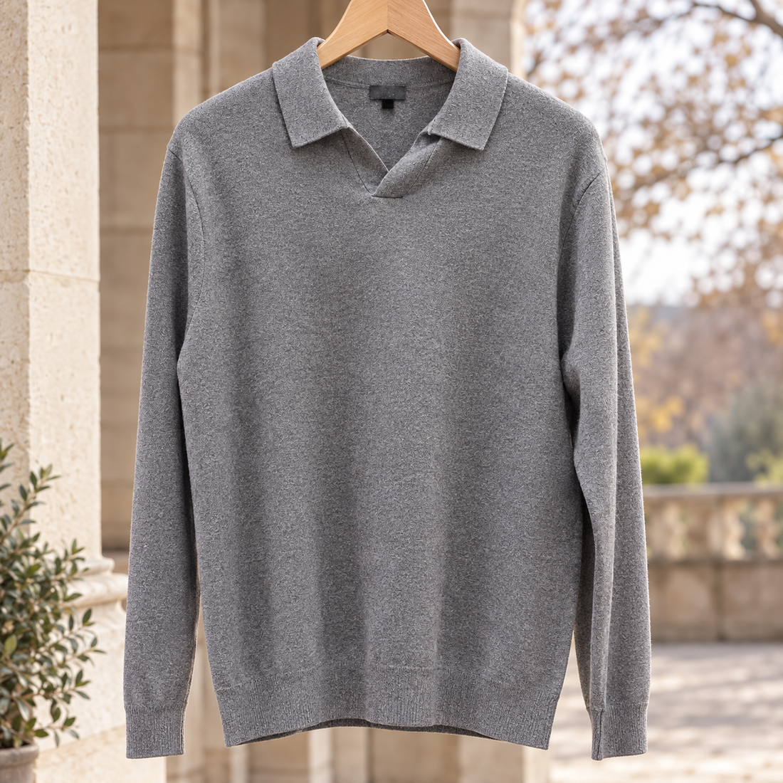 Sebastien-Reid Open Collar Sweater - Gray