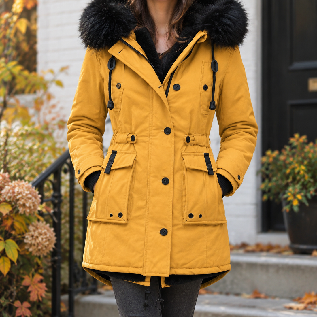 April-Marie Cinched Overcoat - Gold