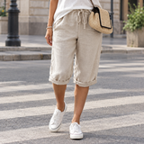 Mina-Rose Relaxed Capri Pants - Beige
