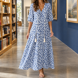 Sabrina Tassel Maxi Dress - Blue