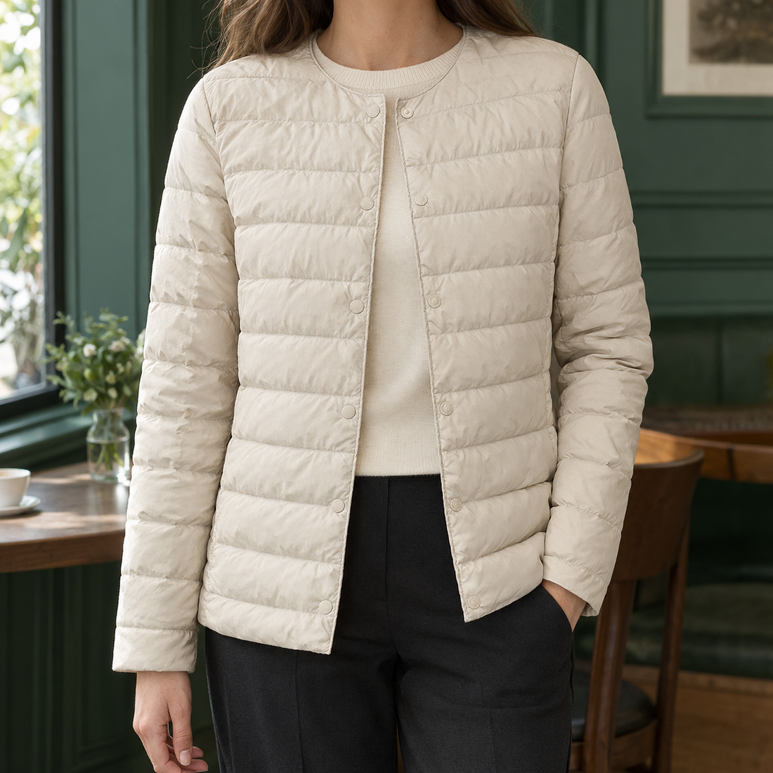 Hyacinth-Elise Quilted Jacket - Cream