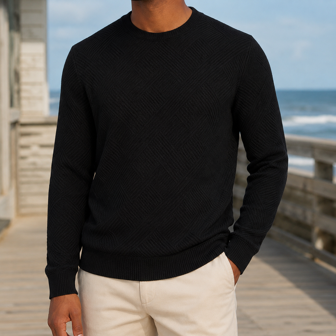 Lysander Textured Sweater - Black