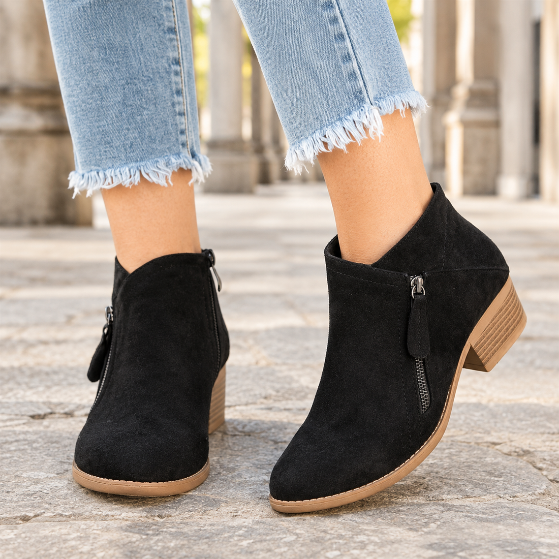 Lucchesi Suede Ankle Boots - Black
