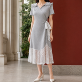 Xaviera Lace Midi Dress - Gray