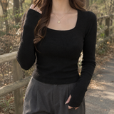 Emily-June Square Neck Sweater - Black