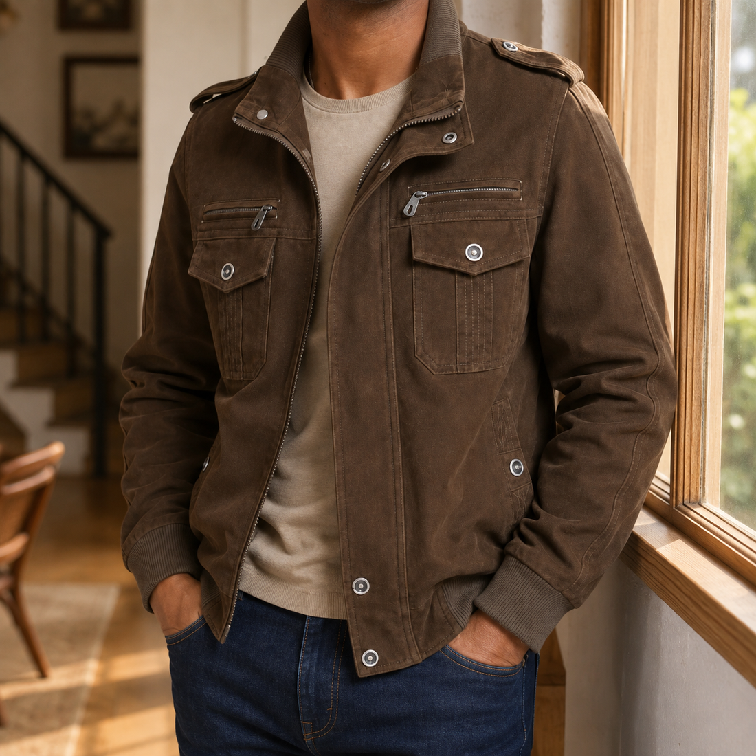 Caspian-York Bomber Jacket - Brown