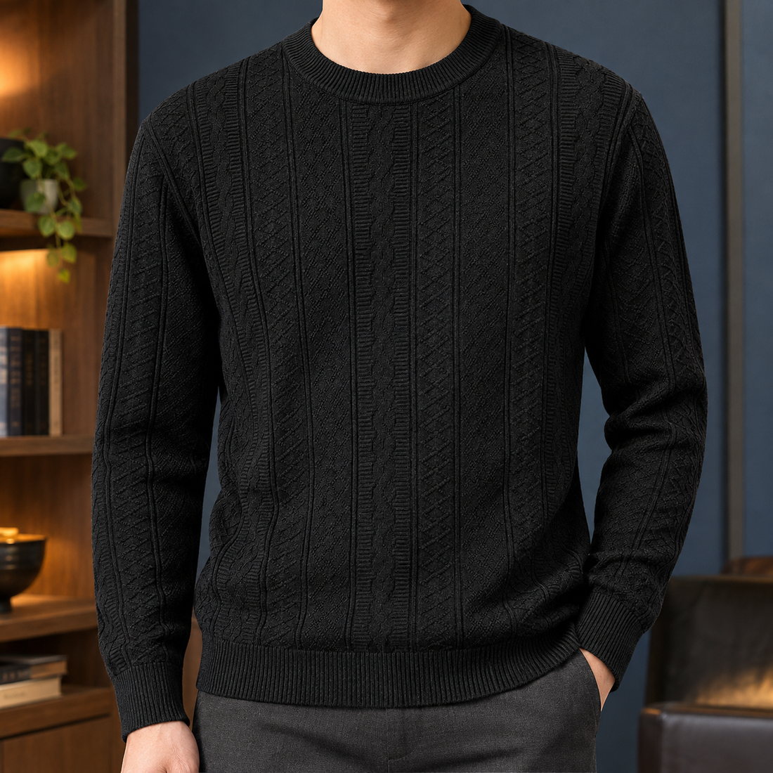 Warrick-Scott Cable Knit Sweater - Black