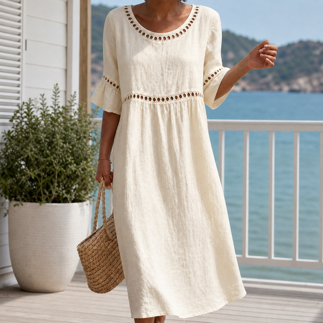 Bianca Relaxed Midi Dress - White