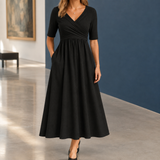 Demelza-Grace Wrap Midi Dress - Black