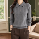 Madeline-Jane Cable Knit Sweater - Gray