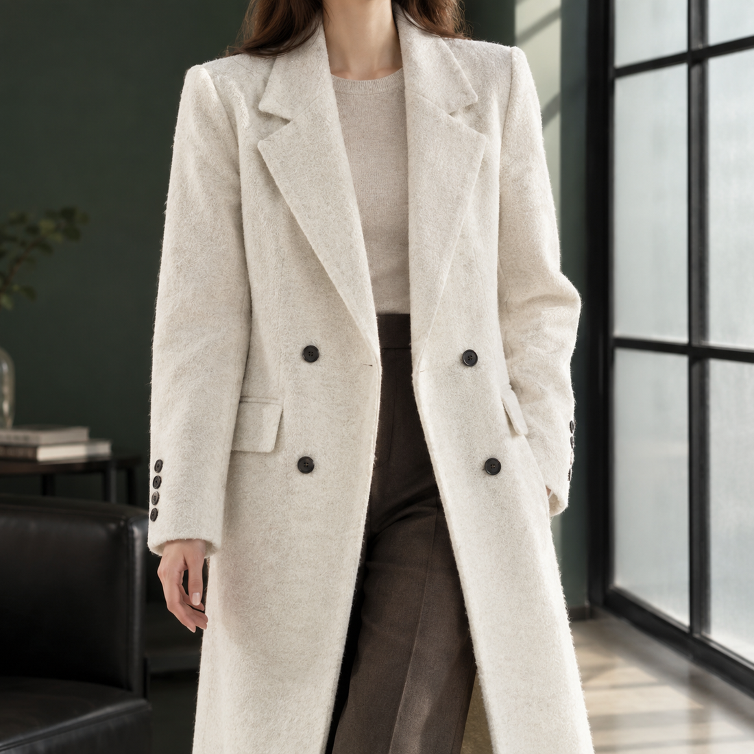 Leah-Grace Wool Coat - Cream