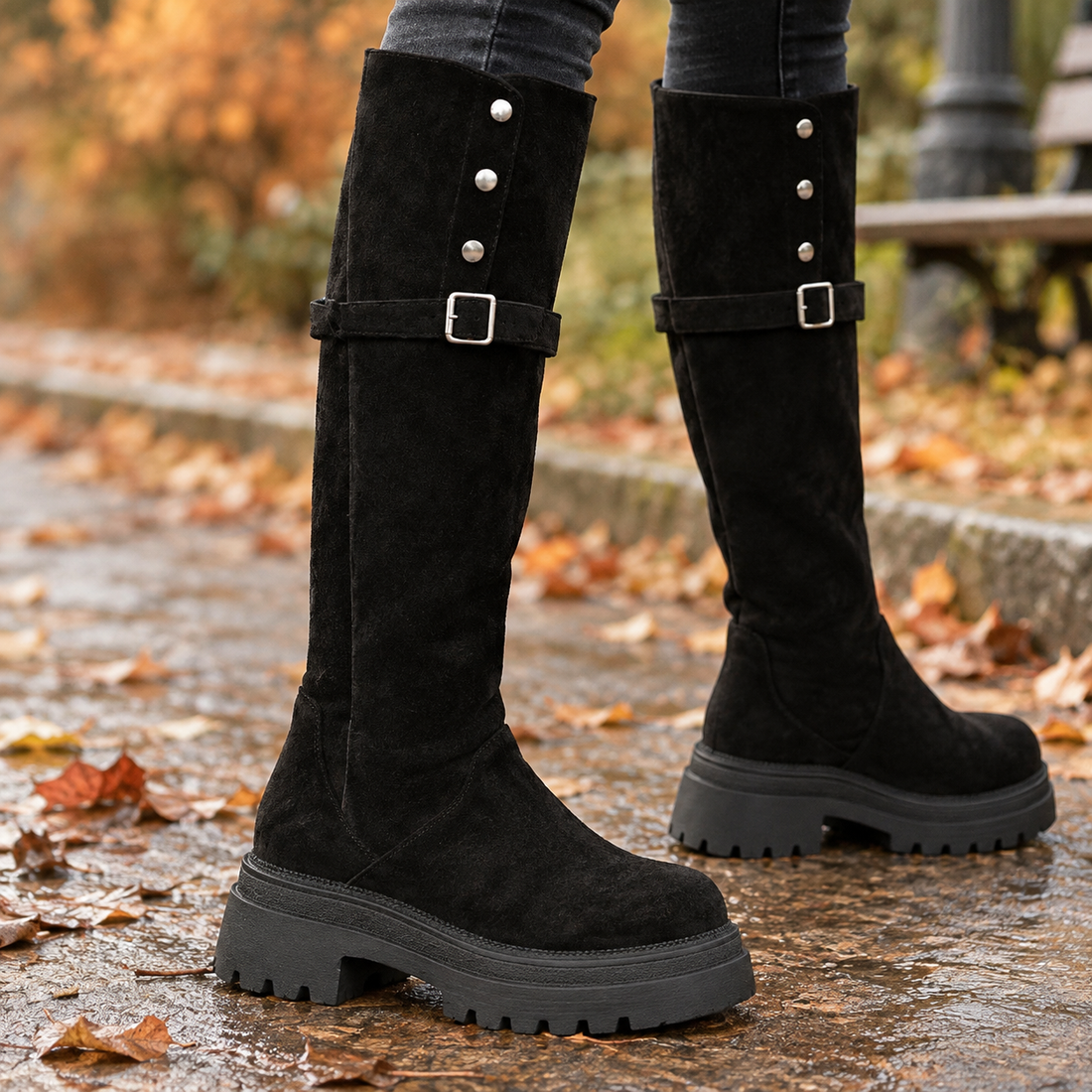 Tiepolo-Monza Suede Platform Boots - Black
