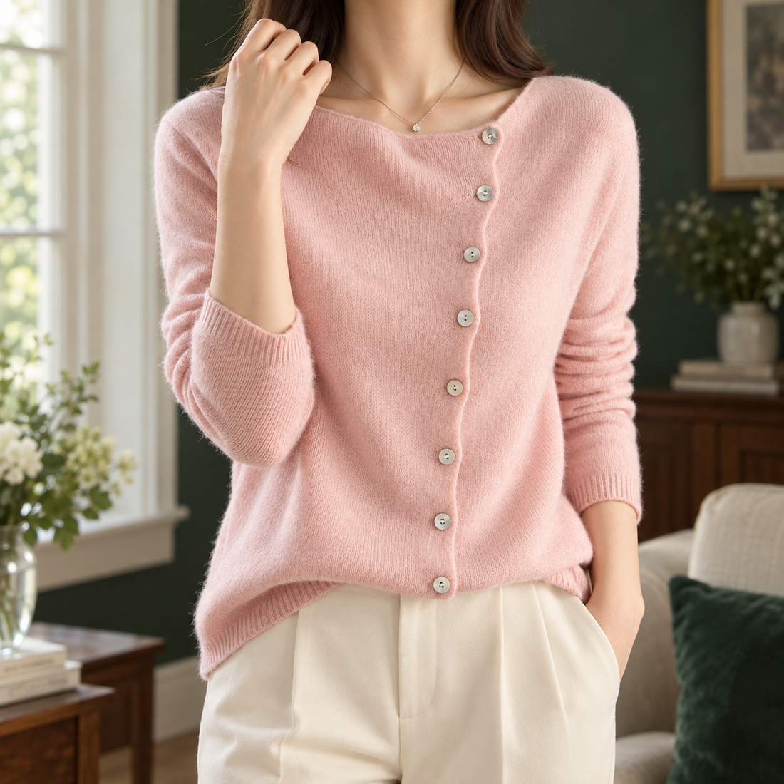 Sharon Asymmetric Cardigan - Pink