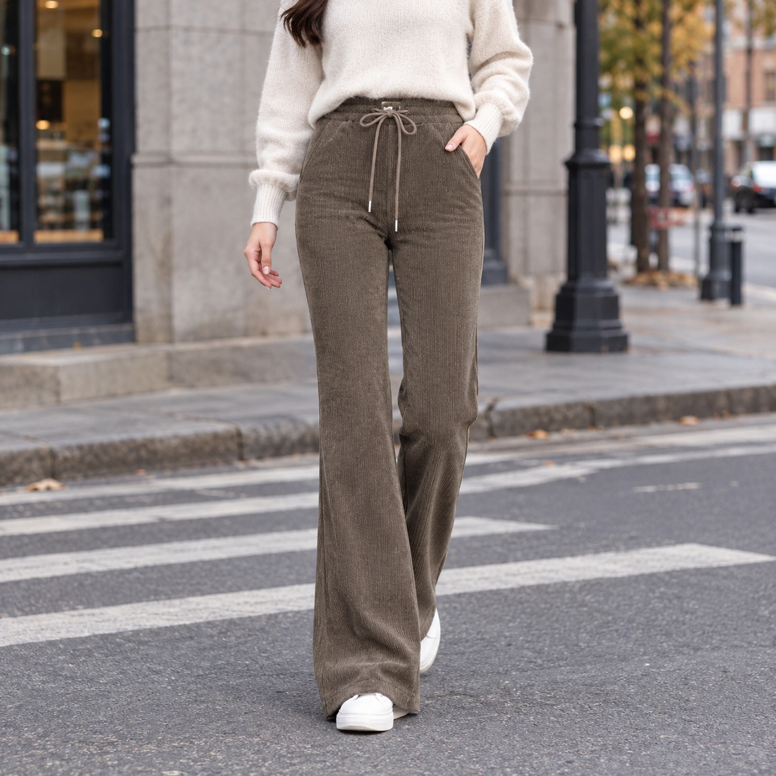 Carmen-Faye Flared Pants - Khaki