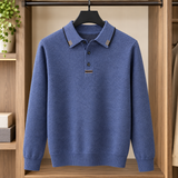 Brett Tipped Polo Sweater - Blue