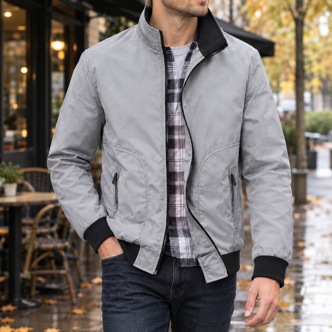 Reece-Miles Stand Collar Jacket - Gray