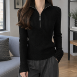 Jasmine Half Zip Top - Black