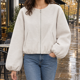 Pippa-Lane Balloon Sleeve Jacket - Milky White