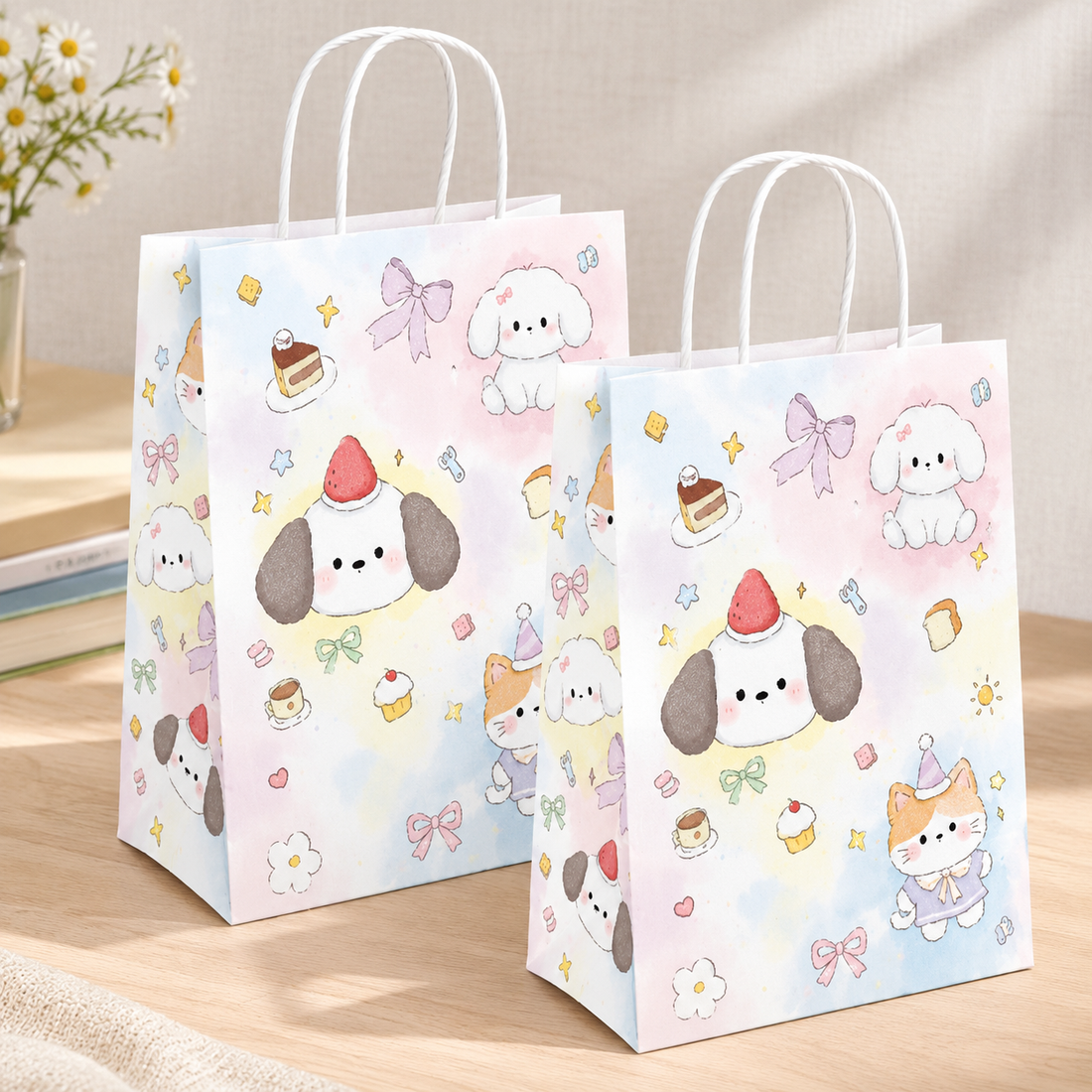 Conti Printed Gift Bag - Pastel Dog Print