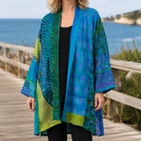 Celine-Sage Patchwork Cardigan - Blue