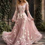 Lucinda-Elise Skeleton Maxi Dress - Blush Pink