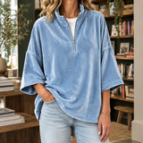 Selma Half Zip Top - Sky Blue