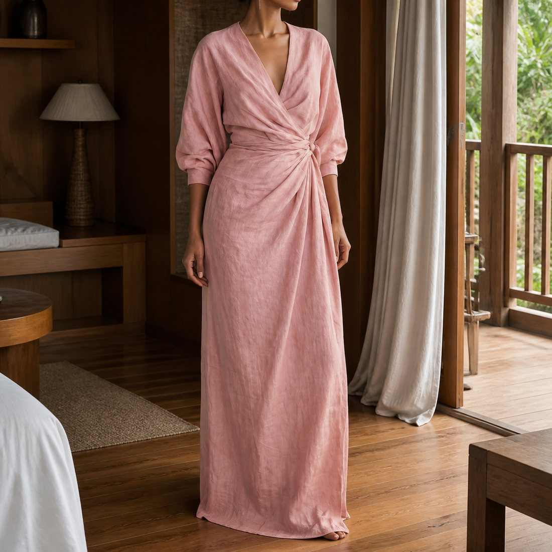 Valentina-Louise Wrap Maxi Dress - Pink
