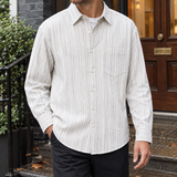 Dylan-Grey Striped Shirt - White