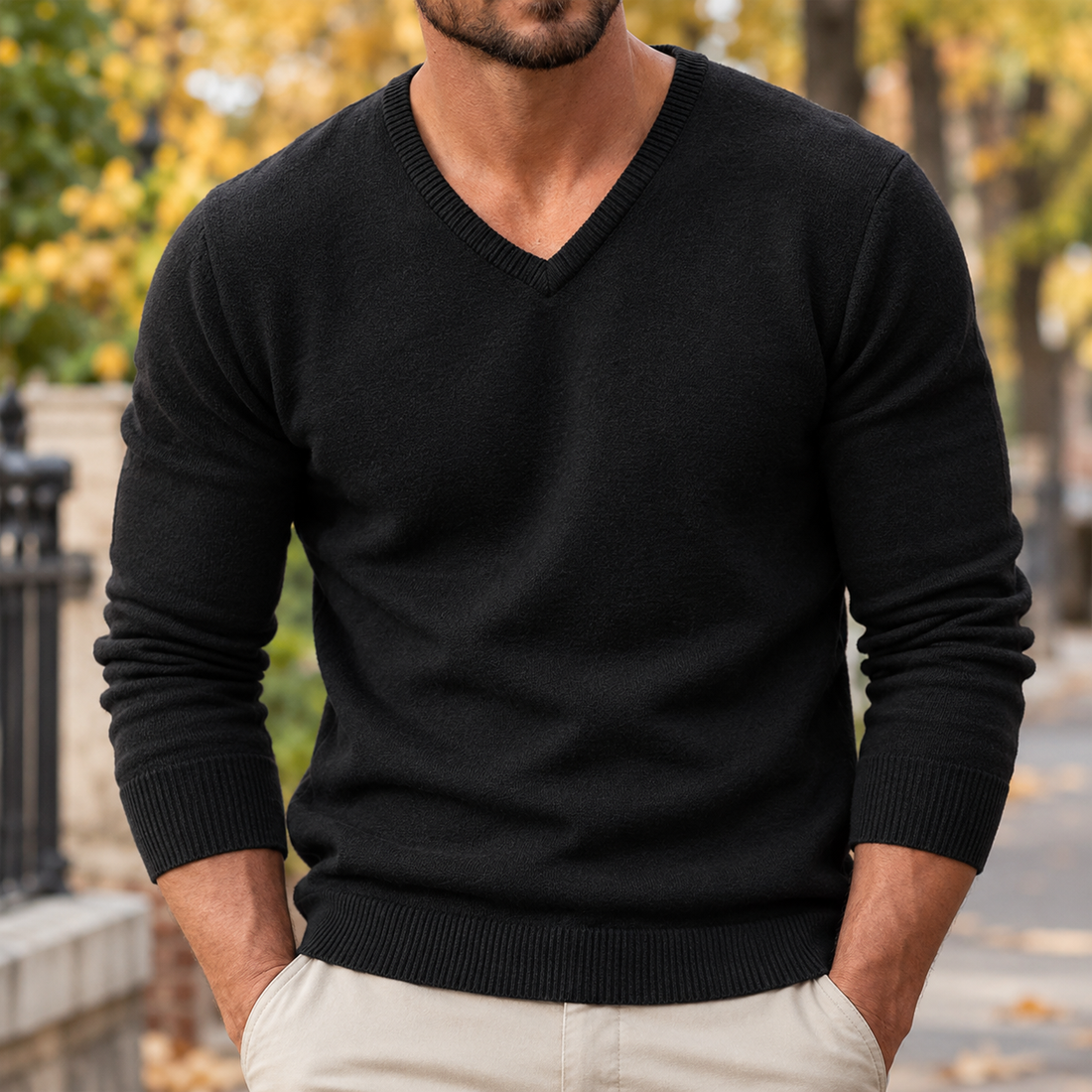 Gregory-Tate V Neck Sweater - Black