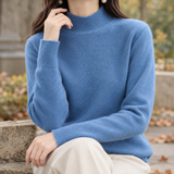 Selena-Belle Mock Neck Sweater - Haze Blue